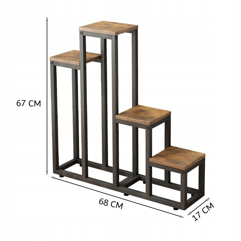 Rustykalny stojak na rośliny 4 półki – regał na doniczki do domu i ogrodu