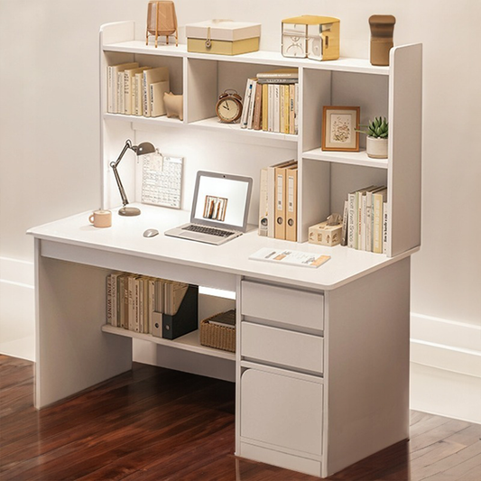 Białe biurko młodzieżowe 100x45x131 cm – wbudowana półka, nowoczesny kącik do nauki i pracy