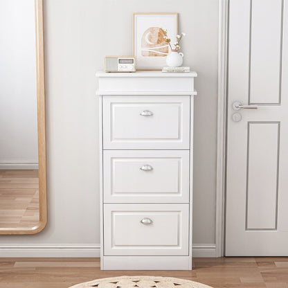 Biała szafka na buty z 3 drzwiami – 52x117x23 cm