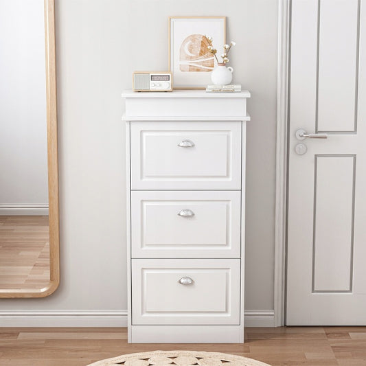 Biała szafka na buty z 3 drzwiami – 52x117x23 cm