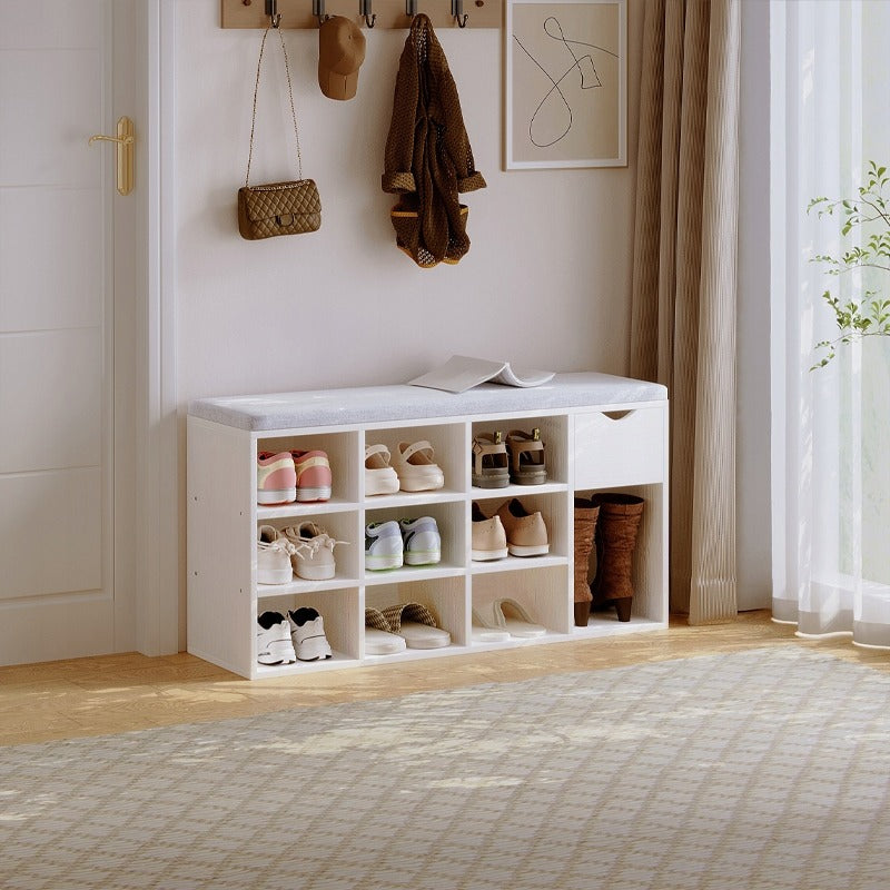 Szafka na buty z siedziskiem, biała 100 cm