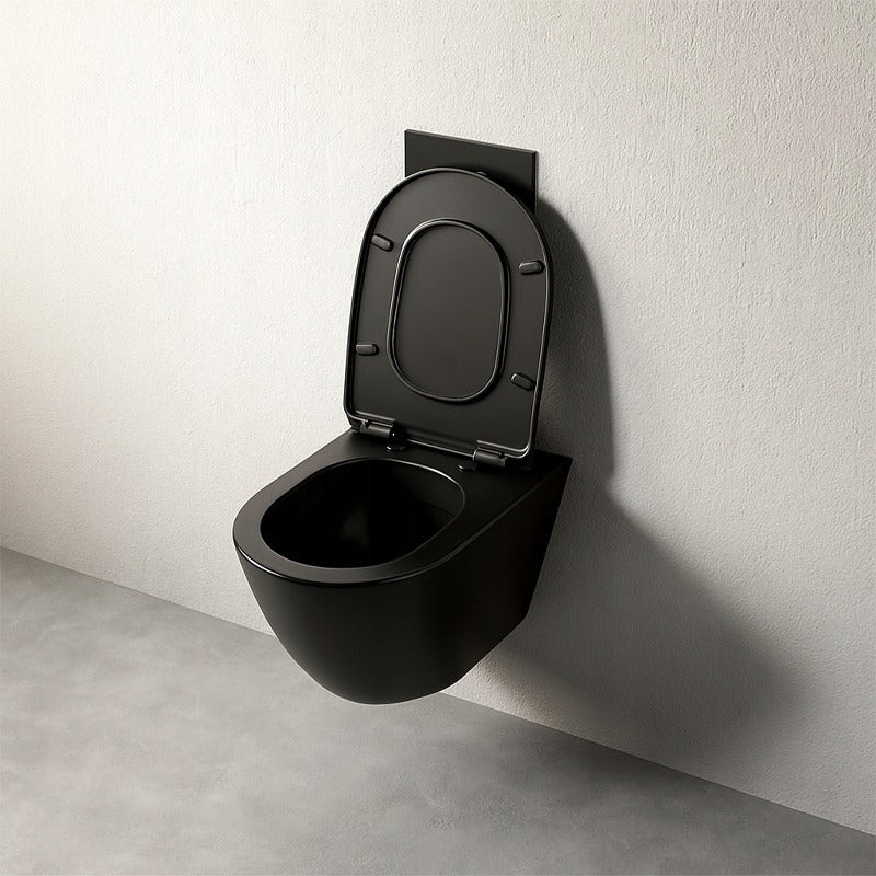 Miska WC czarna rimless deska wolnoopadająca, 49 × 36 × 33 cm