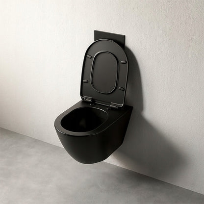 Miska WC czarna rimless deska wolnoopadająca, 49 × 36 × 33 cm