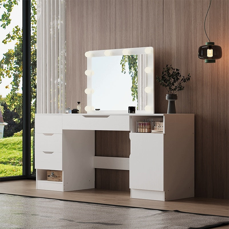 Toaletka do makijażu biała z lustrem LED - 153,5 cm