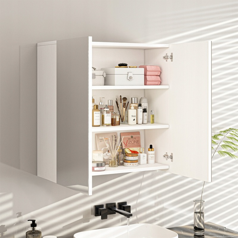 Szafka łazienkowa 60x60x22 cm z lustrem – biała, 2 drzwi, nowoczesny design