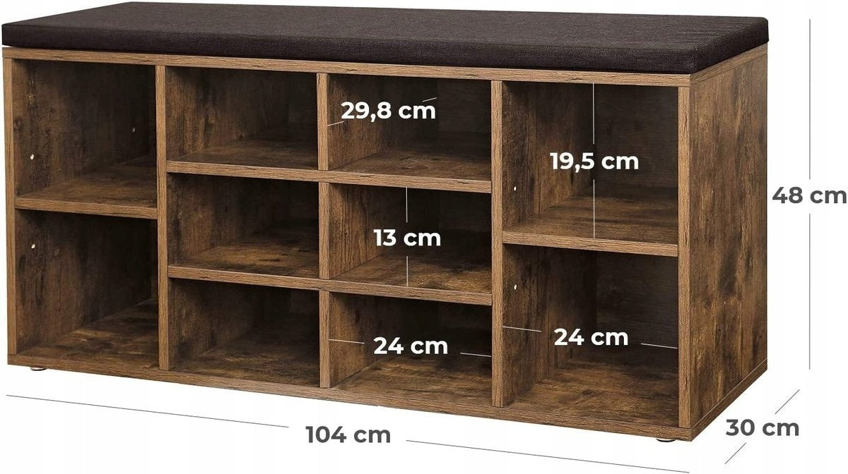 Szafka na buty z siedziskiem ławka do przedpokoju brąz rustykalny loft