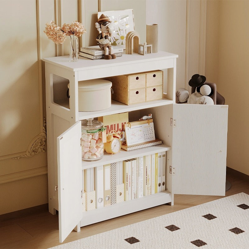 Komoda łazienkowa z półką – 2 drzwi – styl skandynawski / loft – biała