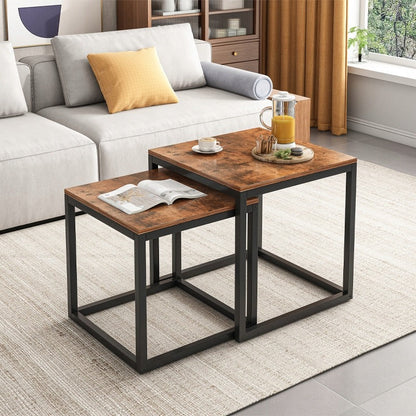 Zestaw 2 stolików kawowych 2 w 1 – składane stoliki kwadratowe do salonu