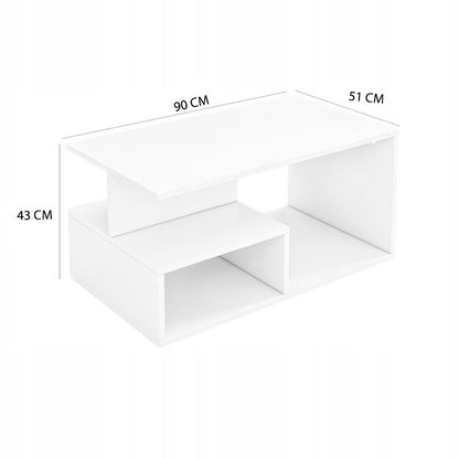 Biały stolik kawowy z półką 90x51x43 cm – nowoczesny i funkcjonalny design