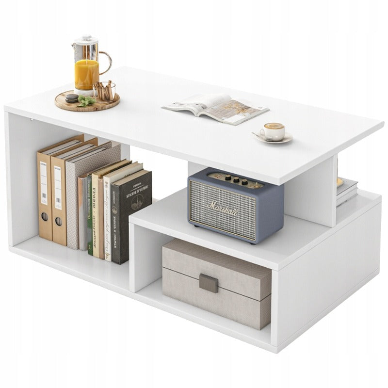 Biały stolik kawowy z półką 90x51x43 cm – nowoczesny i funkcjonalny design