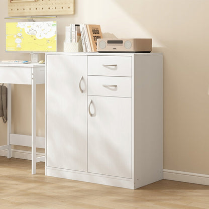 Nowoczesna biała komoda loft 74 cm – szuflady, półki i drzwi