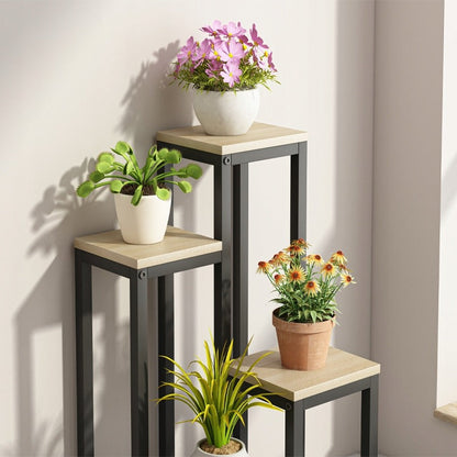 Metalowy stojak na rośliny 4 poziomy – elegancki regał na doniczki do domu i ogrodu