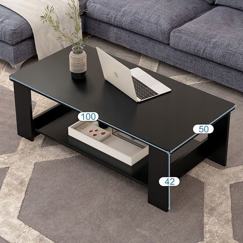 Stolik kawowy w stylu loft, drewniany - ława z półką - 100cm