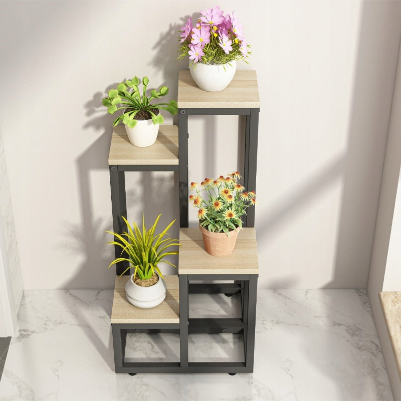 Metalowy stojak na rośliny 4 poziomy – elegancki regał na doniczki do domu i ogrodu