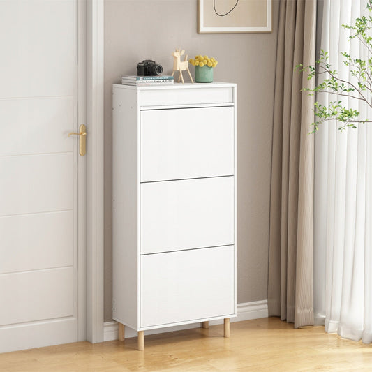 Biała szafka na buty z lustrem 55 cm – loftowa, pionowa, z miejscem do przechowywania