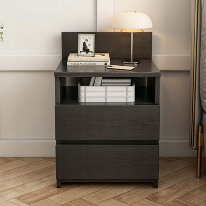 Szafka nocna 40cm stolik komoda 2 szuflady czarna loft nowoczesna sypialnia