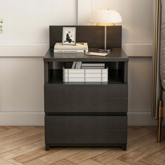 Szafka nocna 40cm stolik komoda 2 szuflady czarna loft nowoczesna sypialnia