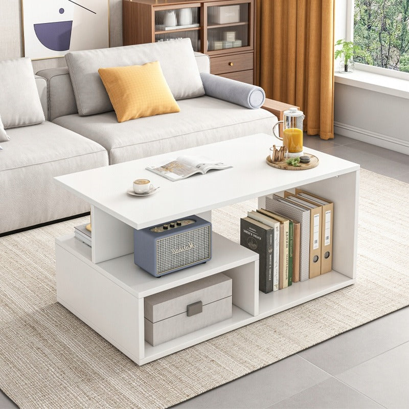 Biały stolik kawowy z półką 90x51x43 cm – nowoczesny i funkcjonalny design