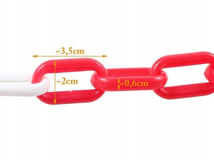 Łańcuch plastikowy 25 m blokujący 6 mm ostrzegawczy biało-czerwony