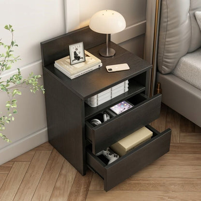 Szafka nocna 40cm stolik komoda 2 szuflady czarna loft nowoczesna sypialnia