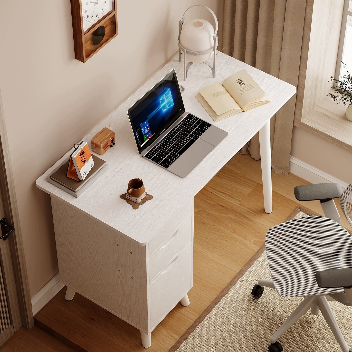Biurko białe skandynawskie loft - 100 cm