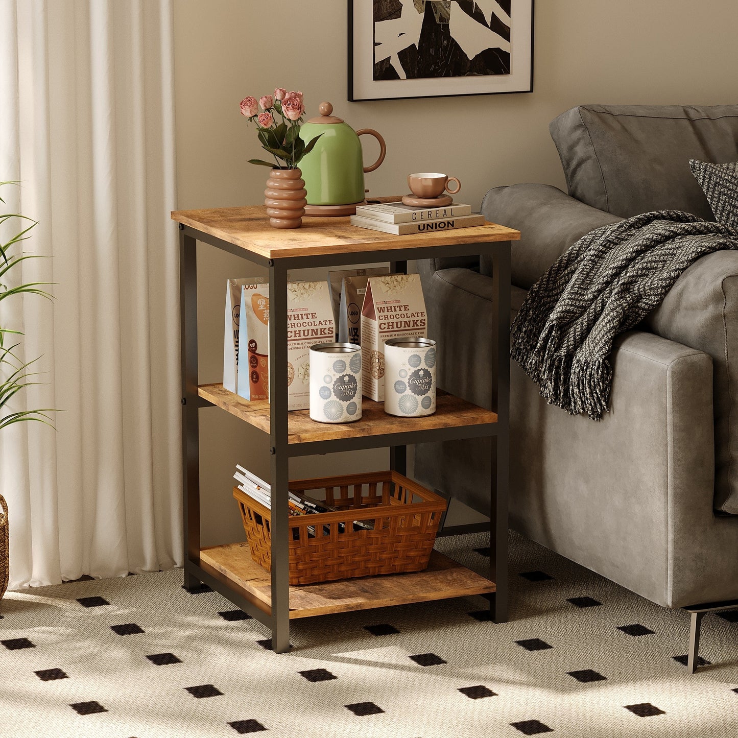 Stolik nocny, boczny do salonu, sypialni - brąz, 40 cm