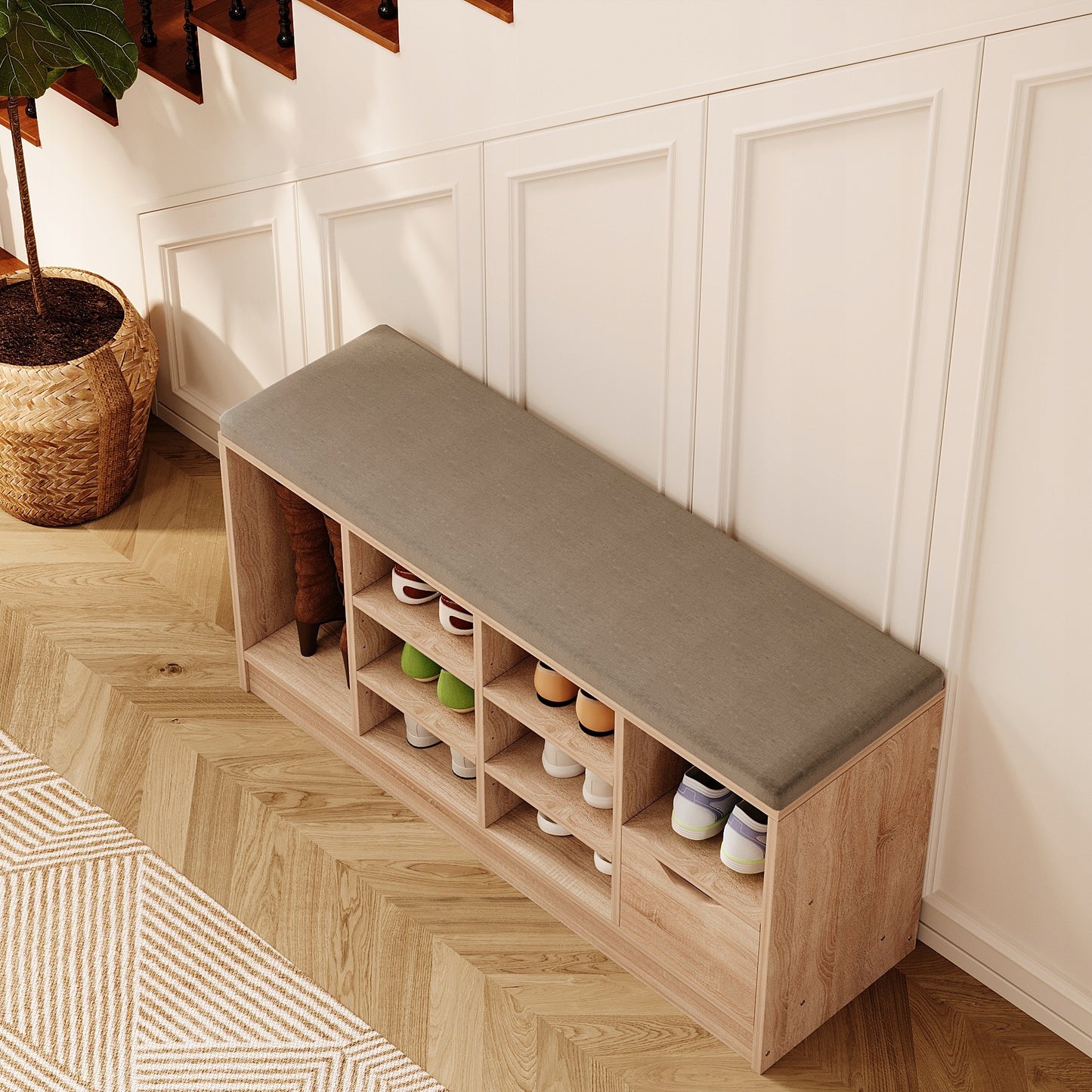Szafka na buty z siedziskiem loft sonoma - 100cm