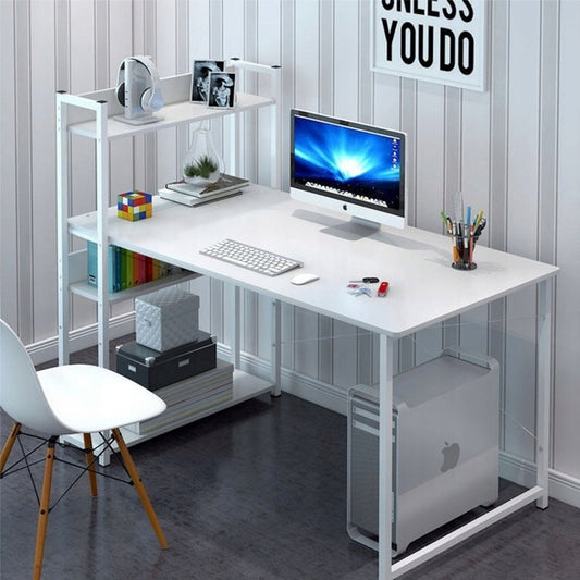Biurko komputerowe stolik loft białe stół młodzieżowe z regałem gamingowe