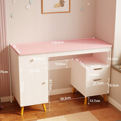 Biurko dla dziewczynki - białe z różowym blatem - 110 cm