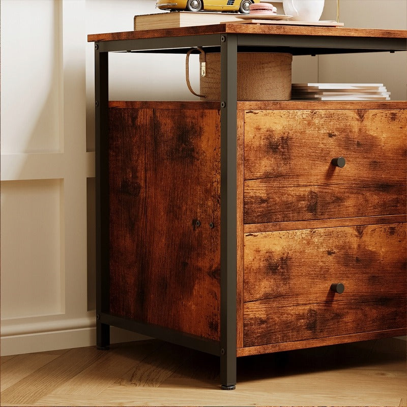 Szafka nocna / stolik do sypialni I salonu – loft, brąz rustykalny retro