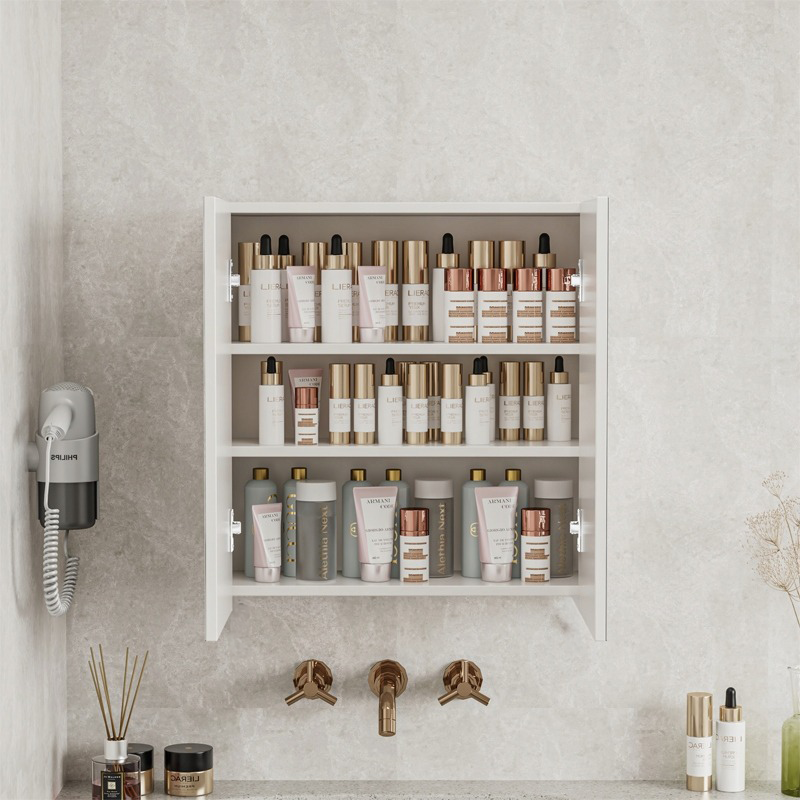 Szafka łazienkowa 60x60x22 cm z lustrem – biała, 2 drzwi, nowoczesny design