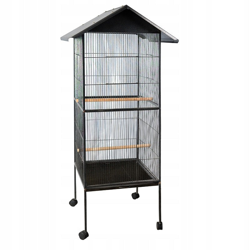 Klatka metalowa dla ptaków, czarna - 160 cm