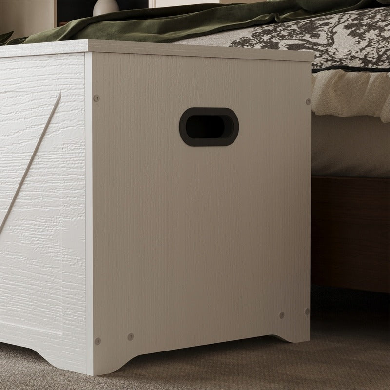 Drewniana duża skrzynia do przechowywania biała kufer na pościel loft 80 cm