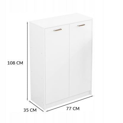 Biała szafka biurowa loft 108 cm – 2 drzwi, przestronne półki, niezależna