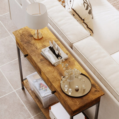 Konsola z szufladami ciemny brąz loft industrialny retro