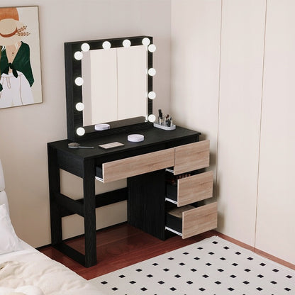 Toaletka kosmetyczna nowoczesna czarny loft, 100 cm
