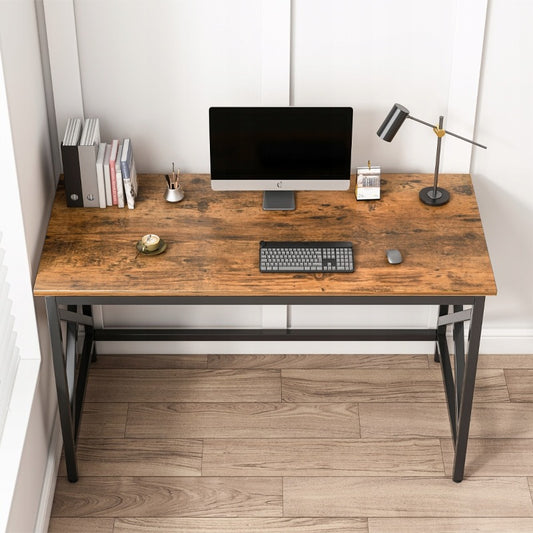 Biurko komputerowe industrialne stolik rustykalny brąz metalowa rama loft