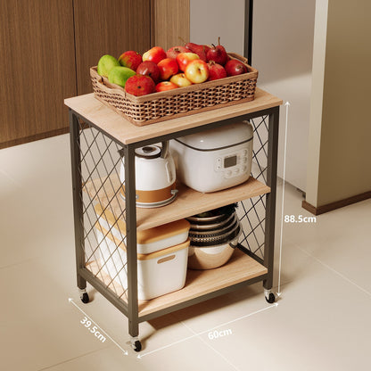 Szafka mobilna/ wózek kuchenny na kółkach jasny brąz - 60 cm