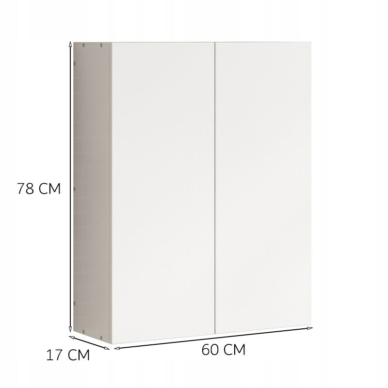 Biała szafka łazienkowa wisząca 60 cm – z 2 drzwiami i 3 półkami, nowoczesna