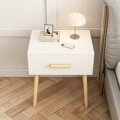 Szafka nocna biała z szufladą – loft skandynawski, idealna do sypialni glamour