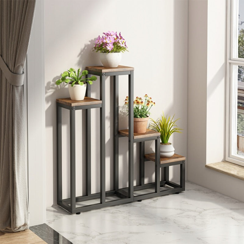 Rustykalny stojak na rośliny 4 półki – regał na doniczki do domu i ogrodu