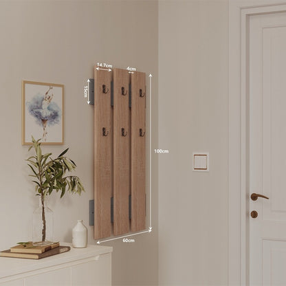 Wieszak ścienny z 6 uchwytami do przedpokoju, 100 cm