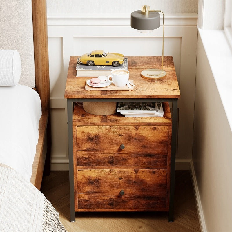 Szafka nocna / stolik do sypialni I salonu – loft, brąz rustykalny retro