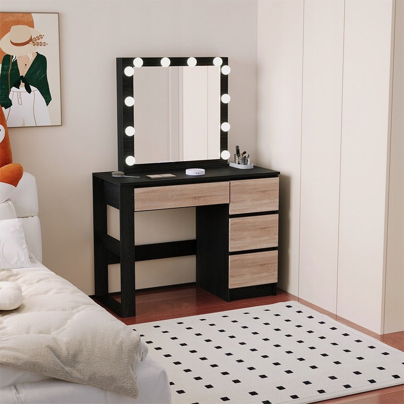 Toaletka kosmetyczna nowoczesna czarny loft, 100 cm