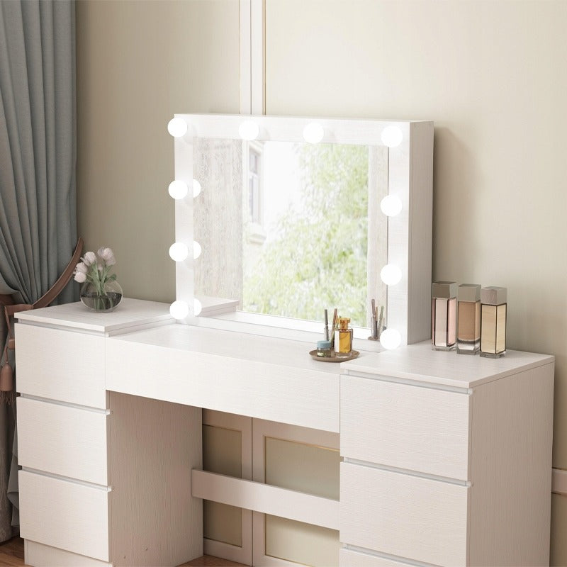 Toaletka z lustrem LED - glamour, biała