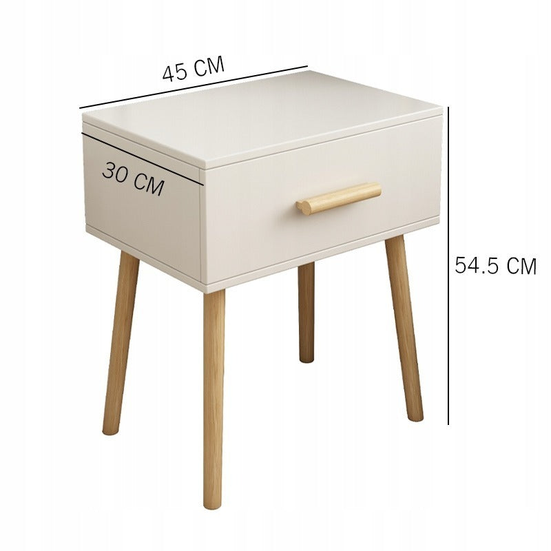 Szafka nocna biała z szufladą – loft skandynawski, idealna do sypialni glamour