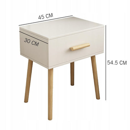 Szafka nocna biała z szufladą – loft skandynawski, idealna do sypialni glamour
