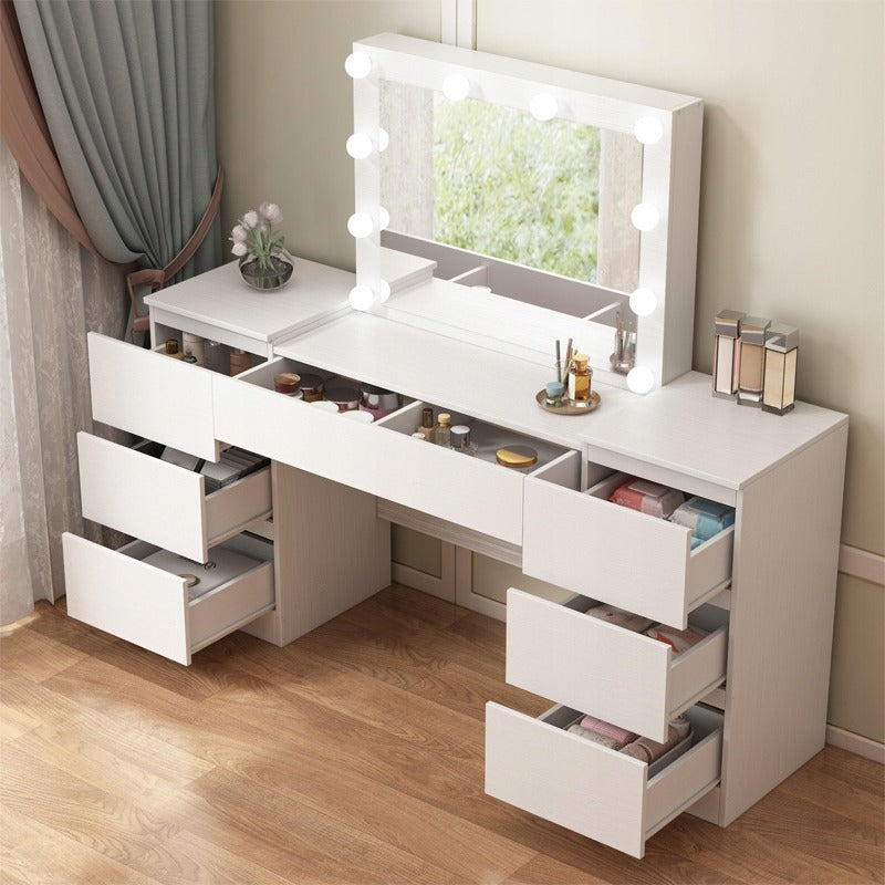 Toaletka z lustrem LED - glamour, biała