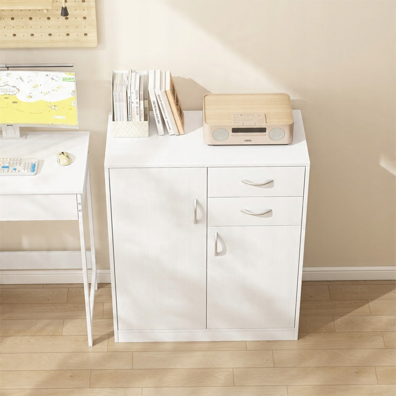 Nowoczesna biała komoda loft 74 cm – szuflady, półki i drzwi