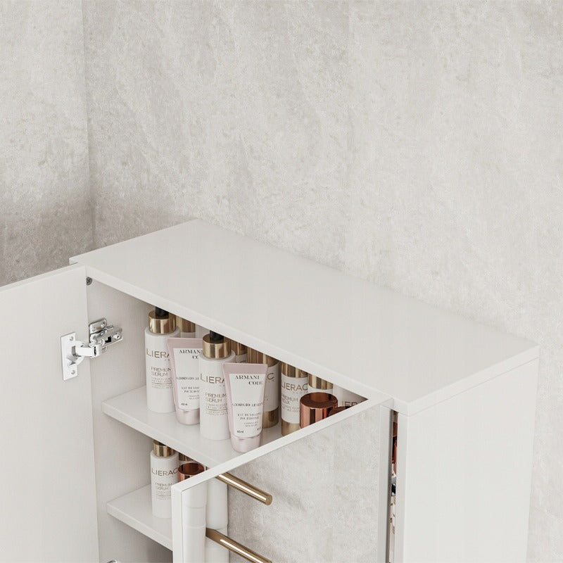 Szafka łazienkowa 60x60x22 cm z lustrem – biała, 2 drzwi, nowoczesny design